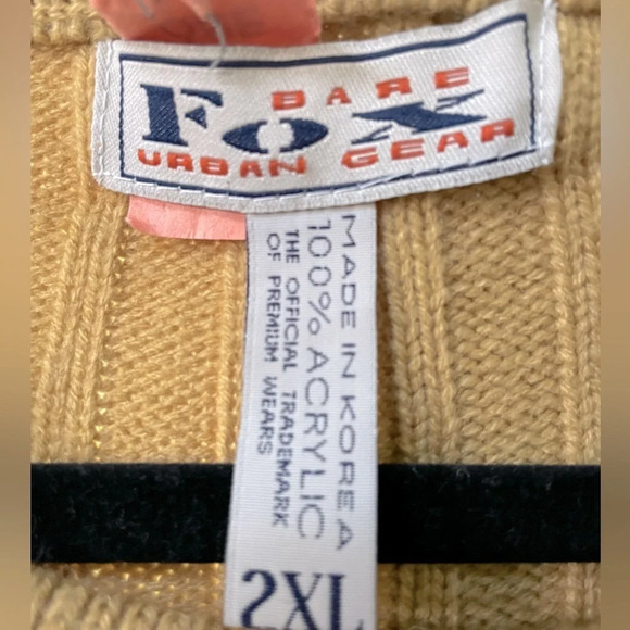 Bare Fox men’s 2XL crew neck patchwork sweater w/geometric designs & stitching. - Picture 2 of 7